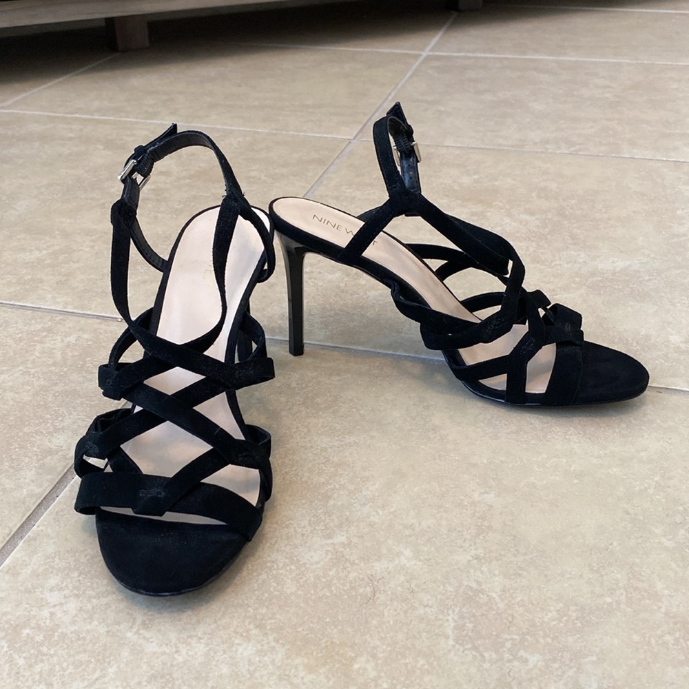 Nine West Black Strappy Stiletto Heels Size 8.5